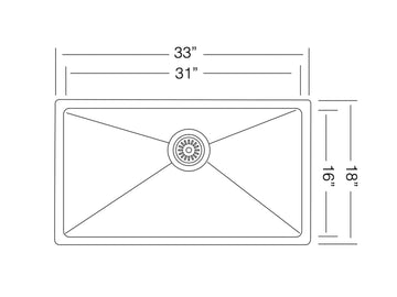 33 inch Stainless Steel Undermount Large Single Bowl Kitchen Sink - Pro 33 - Sink Depot